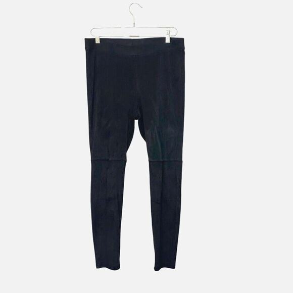 HUE Pants - HUE Women's Faux-Suede Pull On Pants Women L Black Minimalist‎ Goth Preppy Boho